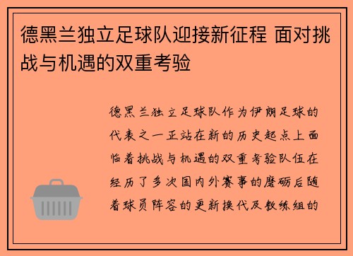 德黑兰独立足球队迎接新征程 面对挑战与机遇的双重考验