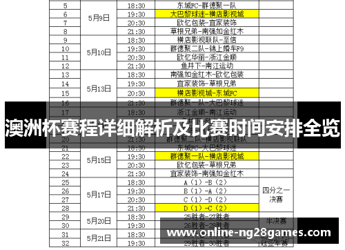 澳洲杯赛程详细解析及比赛时间安排全览 澳洲杯赛程详细解析及比赛时间安排全览